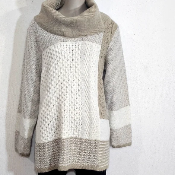 Calvin Klein Beige and Cream Cowl Neck Sweater - Picture 3 of 12